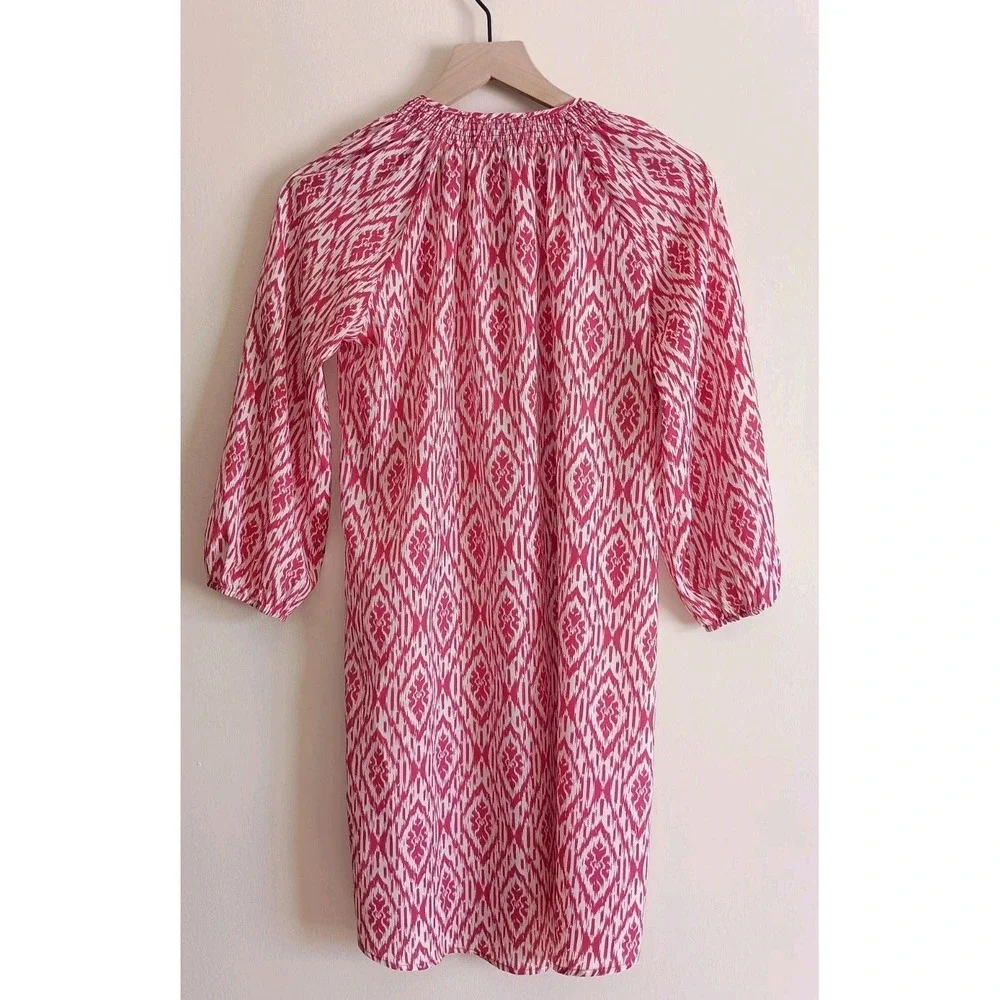 Maeve Anthropologie Ikat Print Smocked Neck Button‎ Front Dress Tunic S Boho - Picture 6 of 12